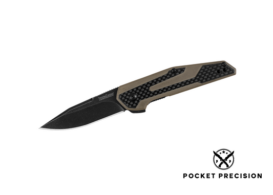 Kershaw Anso Fraxion Liner Lock Knife CF/Tan G-10 (2.75" Blackwash) 1160TANBW