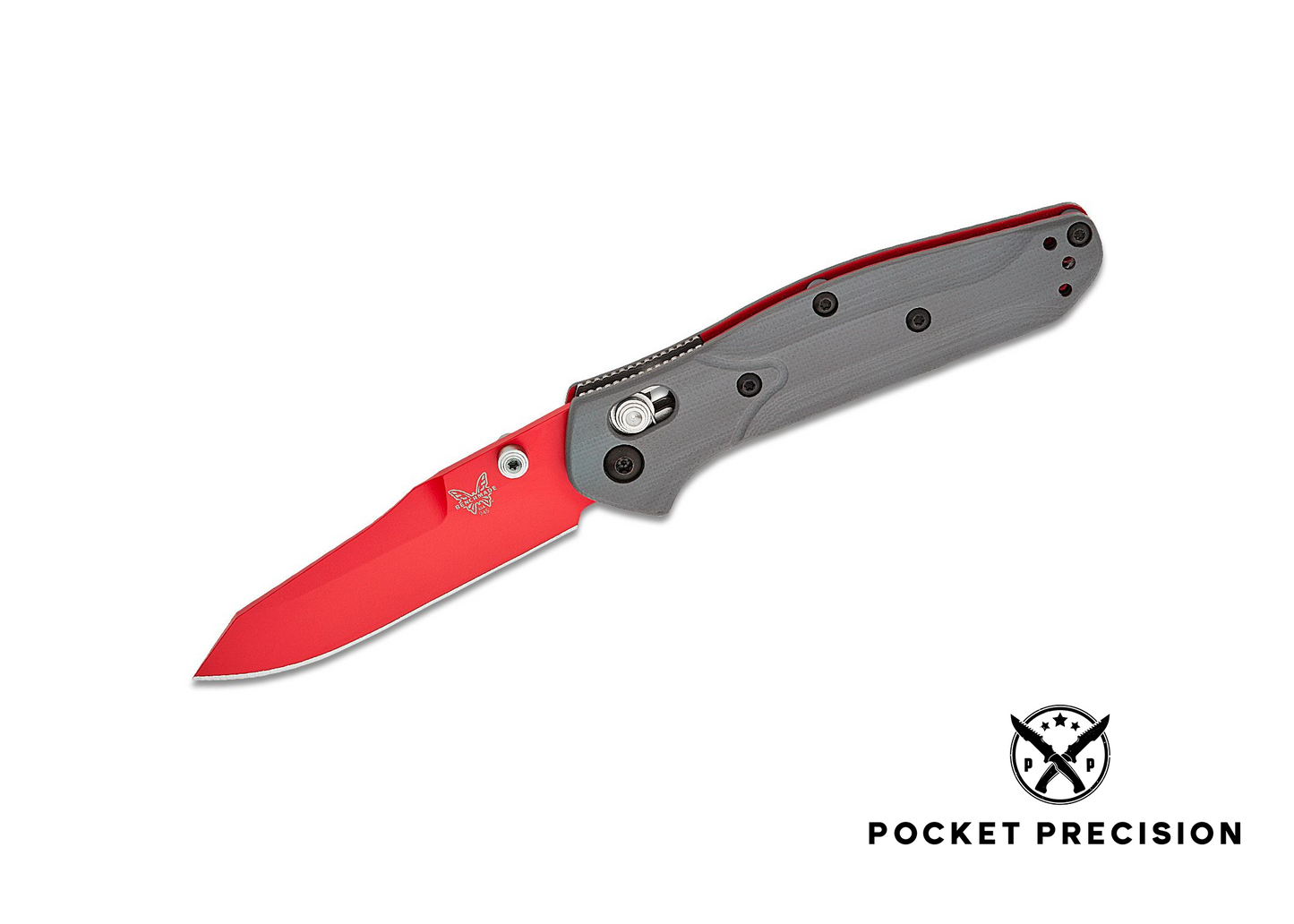 Benchmade SHOT Show 2024 Exclusive Mini Osborne Folding Knife 2.92" CPM-S90V Red Plain Blade, Gray G10 Handles, AXIS/Crossbar Lock - 945RD-2401